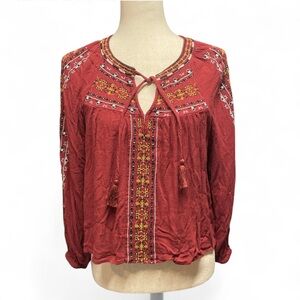 American Eagle‎ Festival Bohemian Embroidered Peasant Flowy Hippie Top Medium